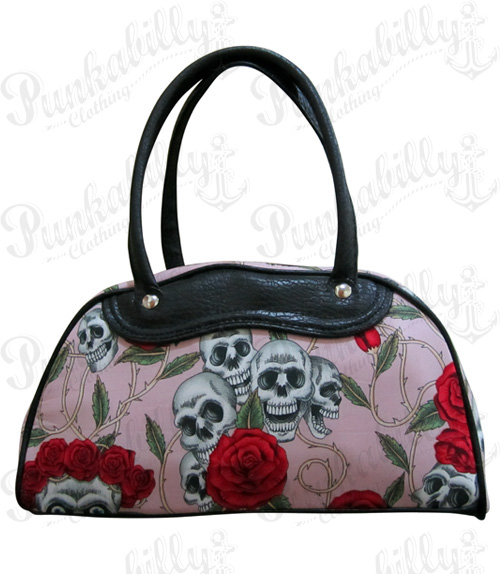 Pink Skulls & Roses Bowling Bag
