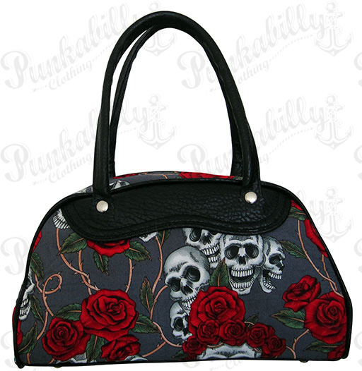 Gray Skulls & Roses Bowling Bag