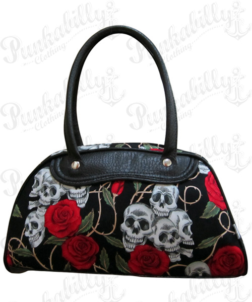 Black Skulls & Roses Bowling Bag