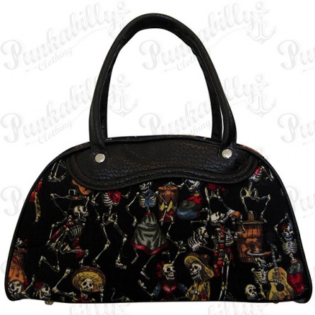 Black "Skulls Party" Rockabilly bowling bag