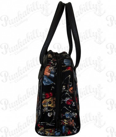 Black "Skulls Party" Rockabilly bowling bag