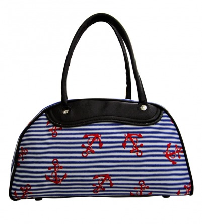 Navy Blue Stripes Anchor Bag