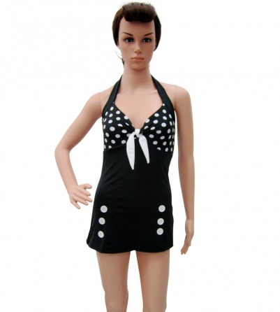 Halter top polka dot Black Swimwear