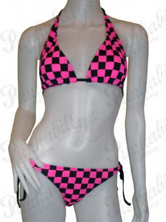 Checked Pink Rockabilly Bikini