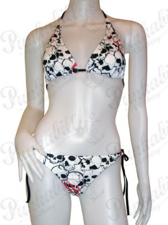 Skulls Punk White Bikini