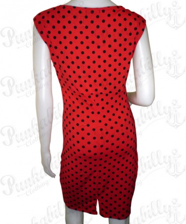 Rockabilly vintage red dress with black polka dots