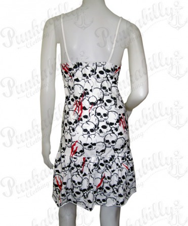 White rockabilly skulls mini dress