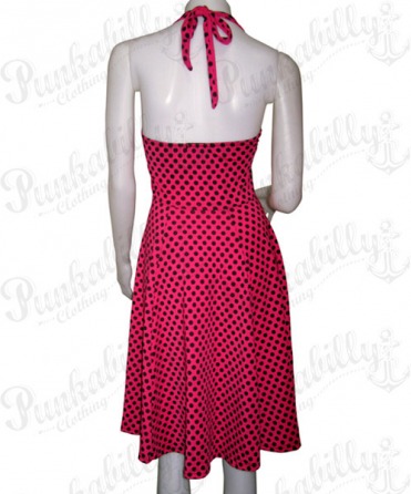 Pink dress with black polka dots