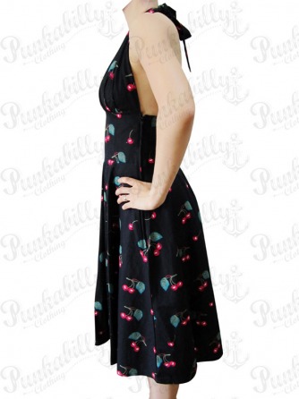 Black Dress with  Cherry print