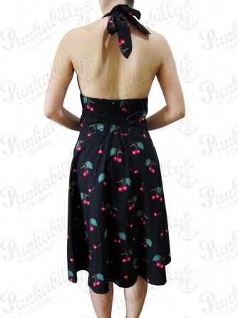 Black Dress with  Cherry print