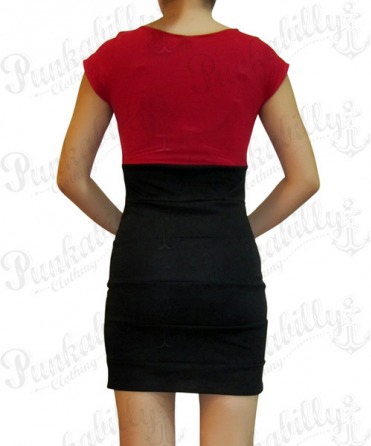 Black with Red Top Rockabilly Mini Dress