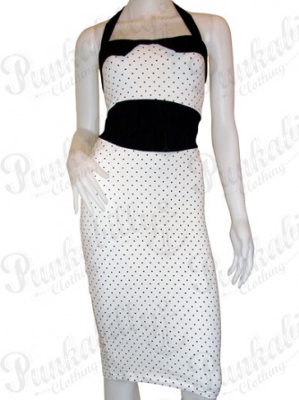 Rockabilly White Polka Dot Dress