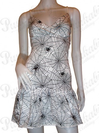 Punk Rock Spider Web White Mini Dress