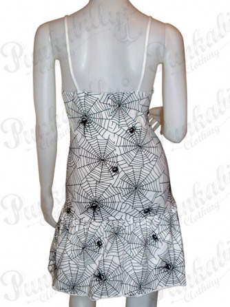 Punk Rock Spider Web White Mini Dress