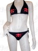 Red Skulls Black Punk Bikini