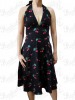 Black Dress with  Cherry print