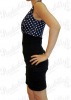 Black with Navy Blue Top Polka Dots Dress